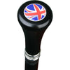 Royal Canes British Flag Flat Top Walking Stick With Black Beechwood Shaft and Pewter Collar