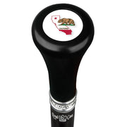 Royal Canes California Flat Top Walking Stick w/ Black Beechwood Shaft & Pewter Collar