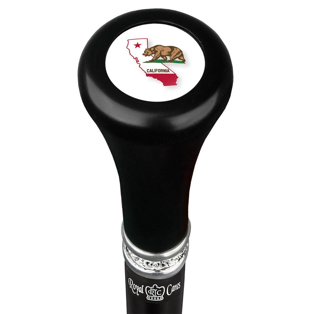 Royal Canes California Flat Top Walking Stick w/ Black Beechwood Shaft & Pewter Collar