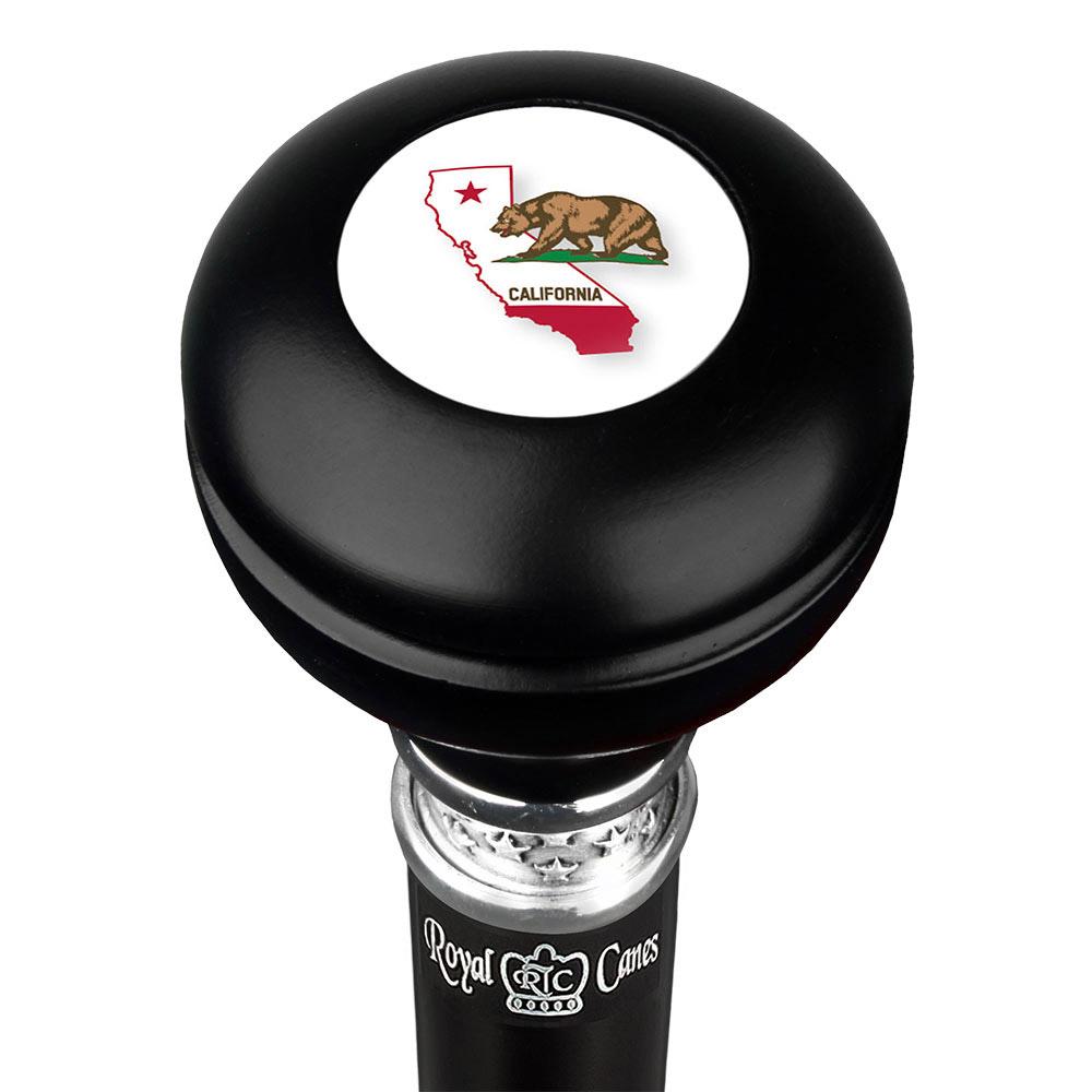 Royal Canes California Knob Walking Stick w/ Black Beechwood Shaft & Pewter Collar