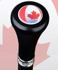 Royal Canes Canadian Flag Flat Top Walking Stick With Black Beechwood Shaft and Pewter Collar