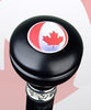 Royal Canes Canadian Flag Knob Walking Stick With Black Beechwood Shaft and Pewter Collar