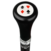 Royal Canes Cards Flat Top Walking Stick w/ Black Beechwood Shaft & Pewter Collar
