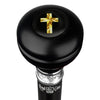 Royal Canes Christian Cross Birthday Symbol Knob Walking Stick w/ Black Beechwood Shaft & Pewter Collar