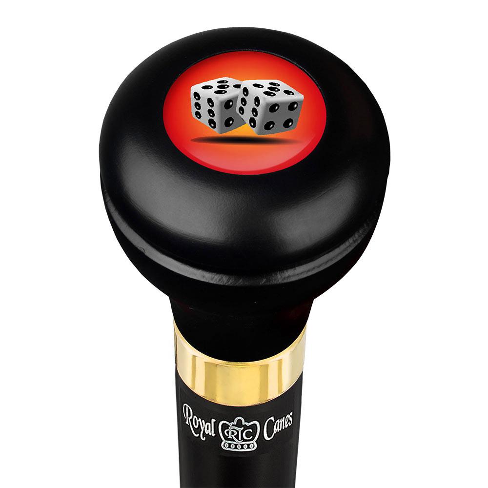 Royal Canes Dice Flask Walking Stick w/ Black Beechwood Shaft & Pewter Collar