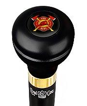 Royal Canes Fire Department Flask Walking Stick w/ Black Beechwood Shaft & Pewter Collar