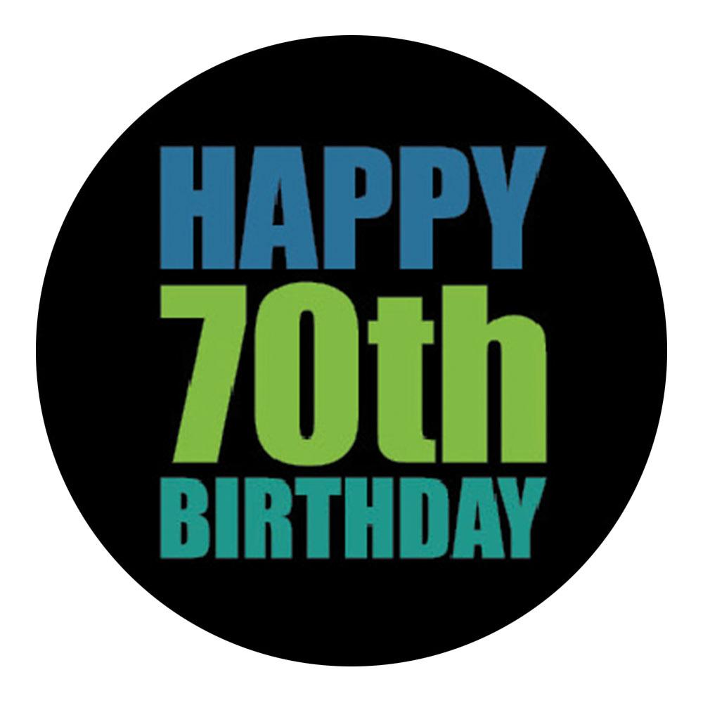 Royal Canes Happy 70th Birthday Knob Walking Stick w/ Black Beechwood Shaft & Pewter Collar