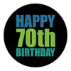 Royal Canes Happy 70th Birthday Top Walking Stick w/ Black Beechwood Shaft & Pewter Collar