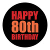 Royal Canes Happy 80th Birthday Knob Walking Stick w/ Black Beechwood Shaft & Pewter Collar