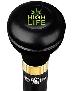 Royal Canes High Life Flask Walking Stick w/ Black Beechwood Shaft & Pewter Collar