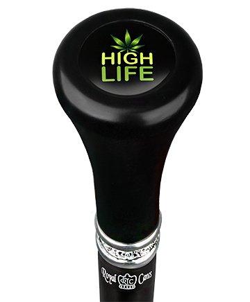 Royal Canes High Life Flat Top Walking Stick w/ Black Beechwood Shaft & Pewter Collar