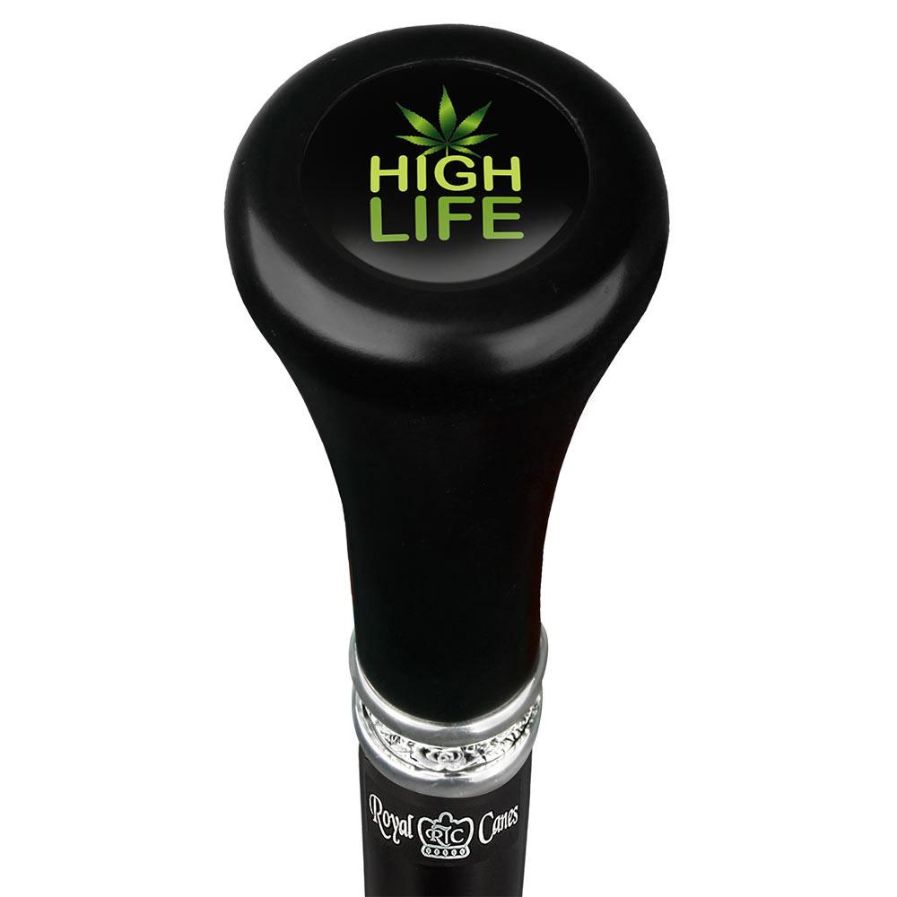 Royal Canes High Life Flat Top Walking Stick w/ Black Beechwood Shaft & Pewter Collar