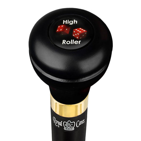 Royal Canes High Roller Flask Walking Stick w/ Black Beechwood Shaft & Pewter Collar