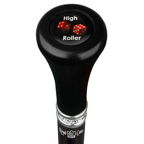 Royal Canes High Roller Flat Top Walking Stick w/ Black Beechwood Shaft & Pewter Collar