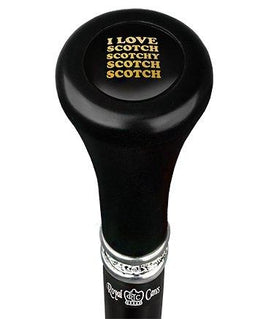 Royal Canes I Love Scotch Flat Top Walking Stick w/ Black Beechwood Shaft & Pewter Collar