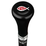 Royal Canes Jesus Fish Symbol Top Walking Stick w/ Black Beechwood Shaft & Pewter Collar
