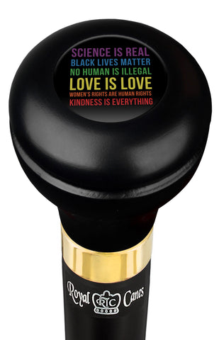 Royal Canes Love is Love Flask Walking Stick w/ Black Beechwood Shaft & Pewter Collar