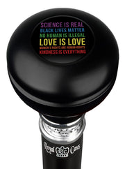 Royal Canes Love is Love Round Knob Walking Stick w/ Black Beechwood Shaft & Pewter Collar
