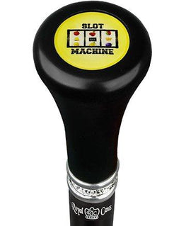 Royal Canes Lucky Slot Machine Flat Top Walking Stick w/ Black Beechwood Shaft & Pewter Collar