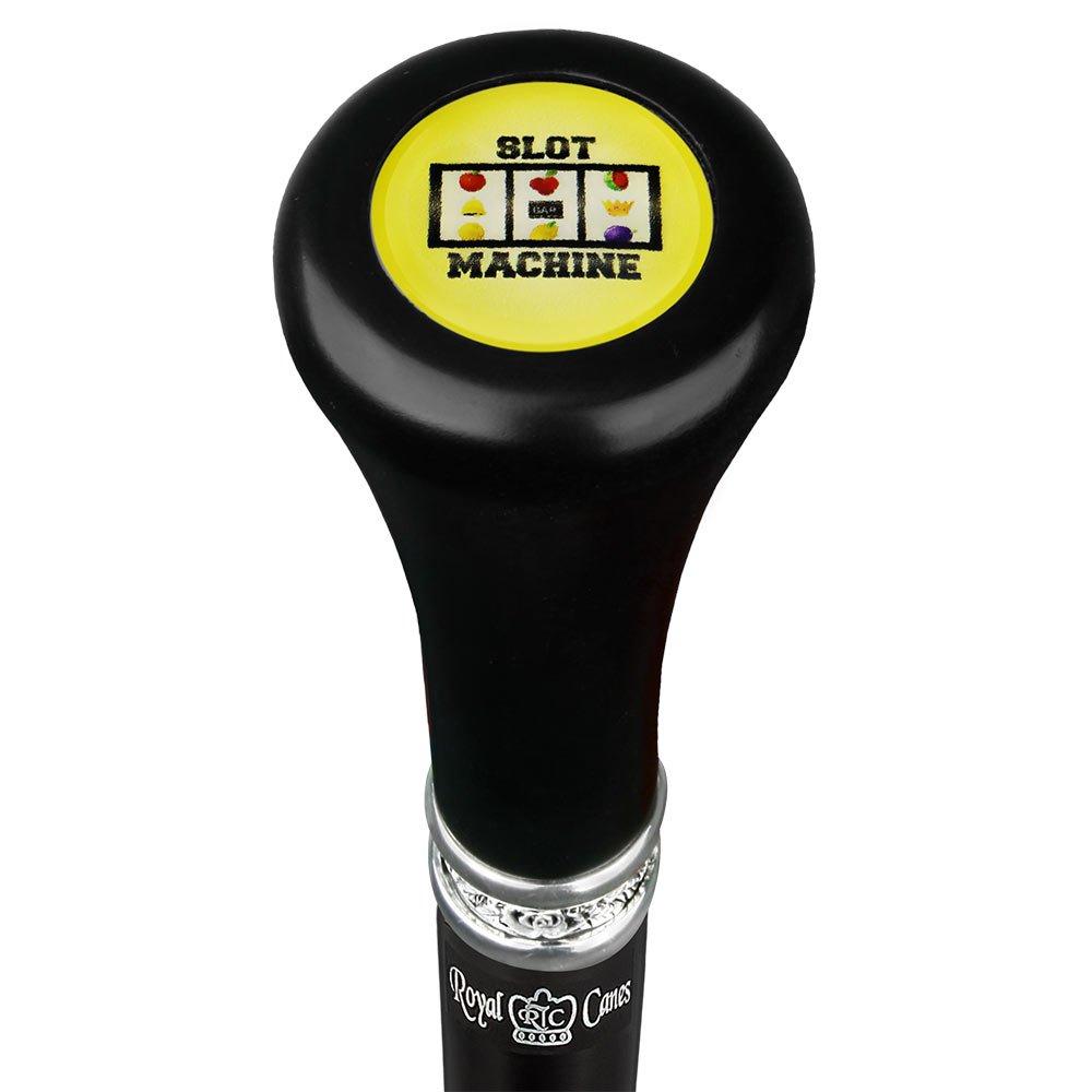 Royal Canes Lucky Slot Machine Flat Top Walking Stick w/ Black Beechwood Shaft & Pewter Collar