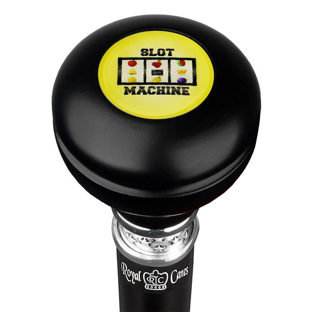Royal Canes Lucky Slot Machine Knob Walking Stick w/ Black Beechwood Shaft & Pewter Collar