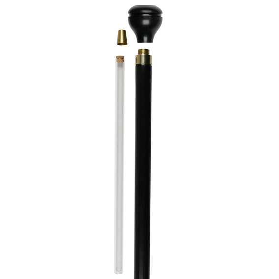 Royal Canes Marijuana Leaf Flask Walking Stick w/ Black Beechwood Shaft & Brass Collar