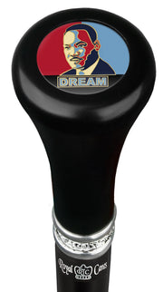 Royal Canes Martin Luther King "Dream" Flat Top Walking Stick w/ Black Beechwood Shaft & Pewter Collar