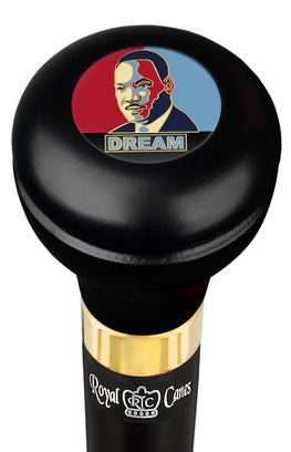 Royal Canes Martin Luther King "I have a dream" Flask Walking Stick w/ Black Beechwood Shaft & Pewter Collar