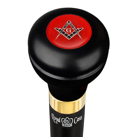 Royal Canes Mason Red Flask Walking Stick w/ Black Beechwood Shaft & Pewter Collar