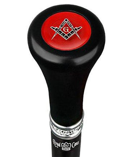 Royal Canes Mason Red Flat Top Walking Stick w/ Black Beechwood Shaft & Pewter Collar