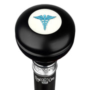 Royal Canes Medical Doctor Knob Walking Stick w/ Black Beechwood Shaft & Pewter Collar