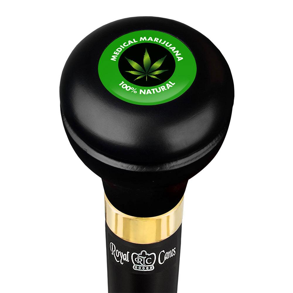 Royal Canes Medical Marijuana Flask Walking Stick w/ Black Beechwood Shaft & Pewter Collar