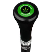 Royal Canes Medical Marijuana Flat Top Walking Stick w/ Black Beechwood Shaft & Pewter Collar