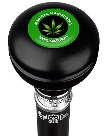 Royal Canes Medical Marijuana Knob Walking Stick w/ Black Beechwood Shaft & Pewter Collar