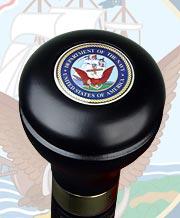 Royal Canes Navy Flask Walking Stick With Black Beechwood Shaft and Brass Collar