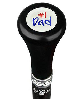 Royal Canes Number One Dad Flat Top Walking Stick w/ Black Beechwood Shaft & Pewter Collar
