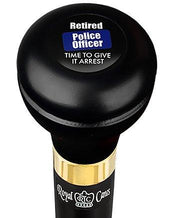 Royal Canes Police Give It Arrest Flask Walking Stick w/ Black Beechwood Shaft & Pewter Collar