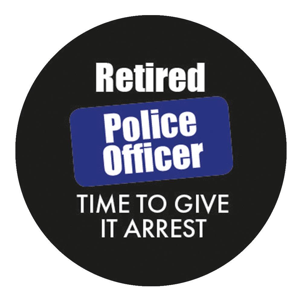 Royal Canes Police Give It Arrest Flat Top Walking Stick w/ Black Beechwood Shaft & Pewter Collar