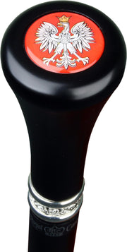 Royal Canes Polish Eagle Flat Top Walking Stick With Black Beechwood Shaft and Pewter Collar