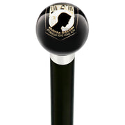 Royal Canes POW-MIA Black Round Knob Cane w/ Custom Wood Shaft & Collar