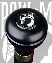 Royal Canes POW-MIA Flask Knob Walking Stick With Black Beechwood Shaft and Brass Collar