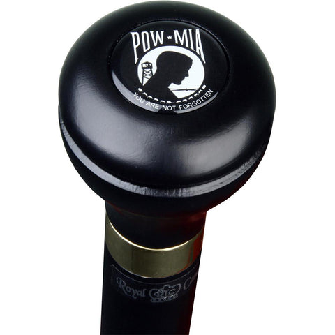 Royal Canes POW-MIA Flask Knob Walking Stick With Black Beechwood Shaft and Brass Collar