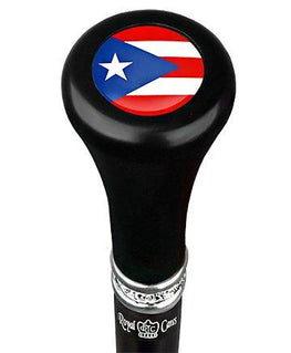 Royal Canes Puerto Rico Flat Top Walking Stick w/ Black Beechwood Shaft & Pewter Collar