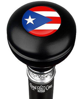 Royal Canes Puerto Rico Knob Walking Stick w/ Black Beechwood Shaft & Pewter Collar