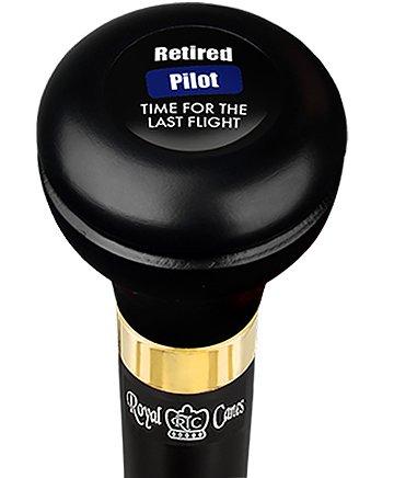Royal Canes Retired Pilot Flask Walking Stick w/ Black Beechwood Shaft & Pewter Collar