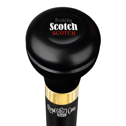 Royal Canes Scotchy Scotch Flask Walking Stick w/ Black Beechwood Shaft & Pewter Collar