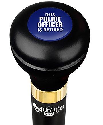 Royal Canes This Police Officer Is Retired Flask Walking Stick w/ Black Beechwood Shaft & Pewter Collar