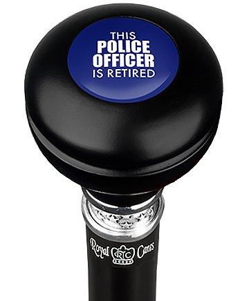 Royal Canes This Police Officer Is Retired Knob Walking Stick w/ Black Beechwood Shaft & Pewter Collar