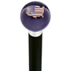 Royal Canes U.S.A Country Flag Translucent Blue Round Knob Cane w/ Custom Wood Shaft & Collar