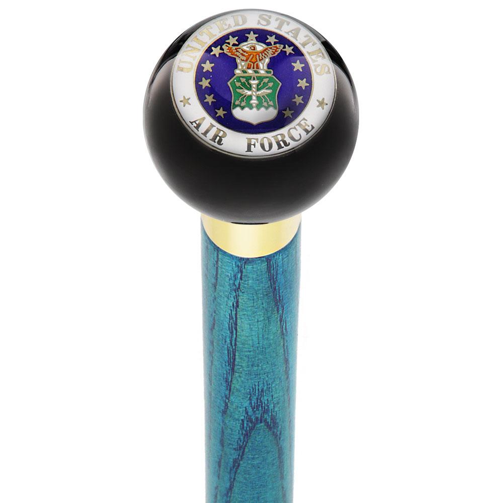 Royal Canes U.S. Air Force Black Round Knob Cane w/ Custom Color Ash Shaft & Collar